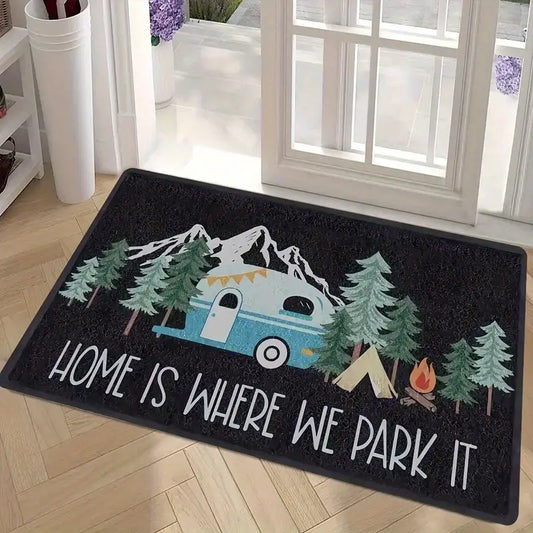 Home Is Where We Park It Door Mat