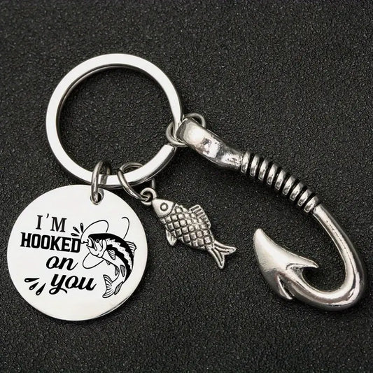 I'm Hooked On You Metal Keychain