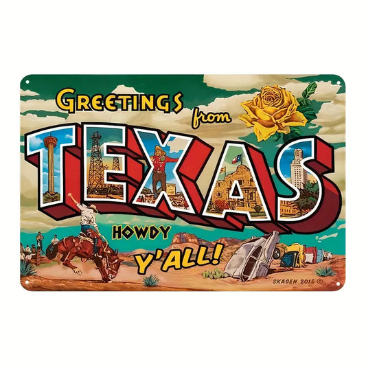 Greetings From Texas Metal Sign