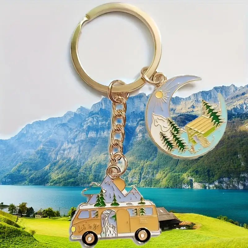 Volkswagen + Moon Metal Keychain