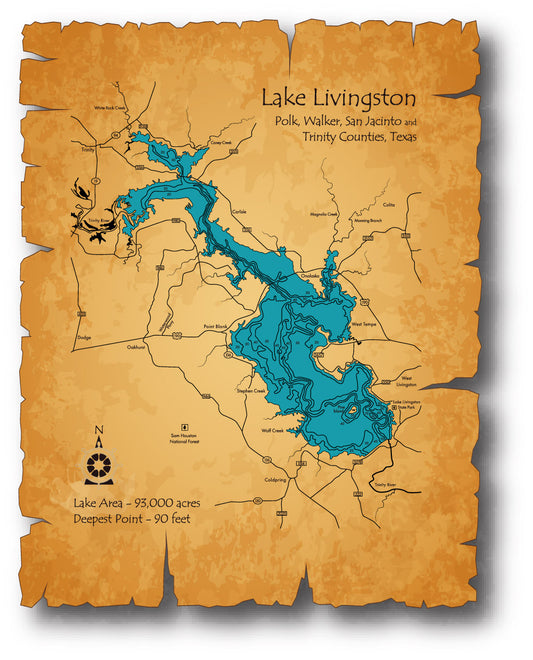 Lake Livingston Map Sticker