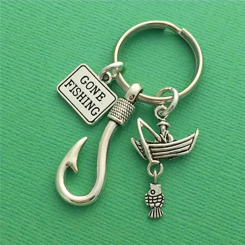 Gone Fishin' Metal Keychain