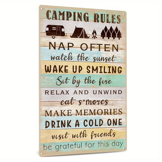 Camping Rules Metal Sign