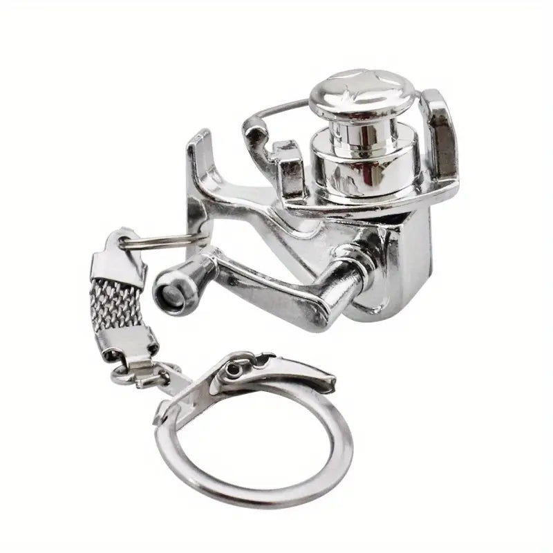 Spinning Fishing Reel Keychain (All Silver)