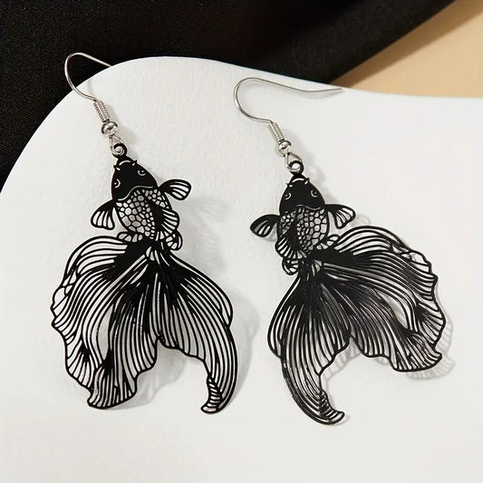 Black Goldfish Earrings